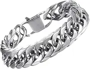 [STKARCV] Stainless Steel Bracelet for Men, Hand Chain, Male Bracelets(18CM,12MM Wide)