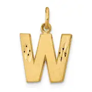 14K Yellow Gold 14Ky Satin Diamond-Cut Letter W Initial Charm
