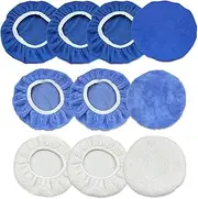 9PCS Car Polisher Pad, 7 to 8 Inches Car Orbital Microfiber Bonnet Polishing Buffing Pad Cover, Universal Auto Cleaning Waxers Kit- 4 Microfiber, 3 Coral Fleece, 2 Woolen ((7-8 Inches))