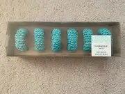 New Cynthia Rowley Set of 6 Turquoise Beaded Napkin Rings