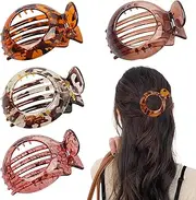 Flat Hair Claw Clips - 4 Pack Ergonomic Curved Hair Claw Clip for Thick Thin Curly Hairs, Curved Design Clips for Driving, Lying, Hairs Accessories With Strong Hold for Women and Girls