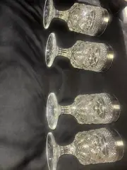 Set Of 4 Vintage Anchor Hocking Wexford Glass Stemmed Clear Wine Glasses 4.5"
