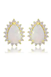 OPAL GLOW ROZELLE WHITE CREATED OPAL EARRINGS GOLD