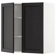 METOD wall cabinet with shelves/2 doors, white/Lerhyttan black stained, 80x37x80 cm