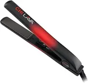 CHI Lava Ceramic Hairstyling Flat Iron | 1" Volcanic Lava Ceramic Floating Plates | Smooth Glide helps prevent damage | Analog On/Off Switch | Black/Red