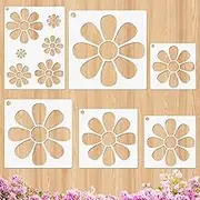 Flower Stencils for Painting 11.8 inches Floral Daisy Stencil Reusable Paint Art Stencils Drawing Template for Painting on Wood Card Making Wall Fabric Canvas Furniture Paper Crafts (6 Daisy)