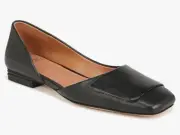 NWT. Franco Sarto Sarto Womens Tracy Square Toe Flat Black Leather 6.5 M