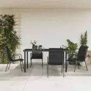 vidaXL 5 Piece Garden Dining Set Black Steel and Textilene 3200698_V1