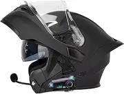 DOT Approved Flip Up Front Helmets Dual Anti-Fog Visors Full Face Helmet Built-in Mp3 Integrated Motorcycle Modular Bluetooth Helmet for Adults Men Women S~XXL 55~64cm
