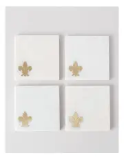 [Heritage] Avery Coasters Set of 4 with Fleur-de-lys in White