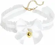 [Spiritrain] Bells Choker Necklace for Women Gothic Punk Black White Lace Lolita Bow Bowknot Ribbon Cat Bells Soft Sexy Stretch Collar Necklace for Goth Halloween Cosplay Party Christmas Holiday Fashion Jewelry
