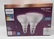 Philips WiZ BR30 Full Color Bulb 2-Pack App Or Voice Control 650 lms