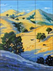 Landscape Tile Backsplash Robin Wethe Altman Art Ceramic Mural RWA050