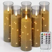 Flameless Flickering Candles with 2 Remote Timer, 6 Pack LED Battery Operated Ca