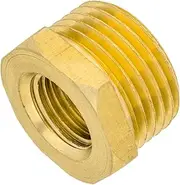 Brass 3/8" BSP Male to 1/8" BSP Female Pipe Fitting Coupler with Hex Head, 12mm Length Threaded Tubing Adapter Connector, Used to Connect Lines for Air, Water, Fuel, Oil and Inert Gases