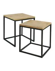 [Levede] Bedside Sofa Square Nesting Side Table Set of 2 in Brown