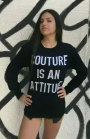 AW17 MOSCHINO COUTURE JEREMY SCOTT COUTURE IS AN ATTITUDE BLACK WOOL SWEATER