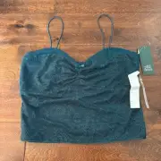Wild Fable Mesh Lace Crop Cami Tank Top Green Babydoll Women's Size XS NEW