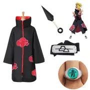 Adult Naruto Akatsuki Robe Cloak Deidara Costume Ring Headband Kunai
