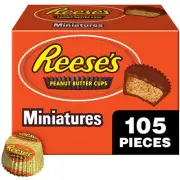 REESE'S Miniatures Milk Chocolate Peanut Butter Cups, Candy Packs, 0.31 Oz (105