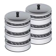 SOGA 2X 3 Tier Stainless Steel Steamers With Lid Work inside of Basket Pot Steamers 28cm
