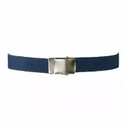 NEW ADJUSTABLE 44" INCH CANVAS MILITARY WEB BELT NAVY WITH SILVER BUCKLE
