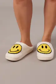 Yellow Smiley Face Mule Slippers