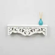 Hand Carved Solid Wood Flower Design Wall Mounted Floating Shelf Wall Bracket