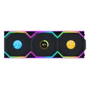 Lian Li Uni Fan 120mm SL Wireless ARGB 4-Pin PWM Black Fan with 1.6in LCD Display and Controller - 3 Pack (12SLLCD1W3B)