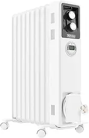 [Dimplex] ECR20Tie 2kW Portable Eco Radiator, Oil Free Column Heater, Freestanding Electric Heating Unit, Quiet Plug In Lightweight with Adjustable Thermostat & Timer – White, White/Light Grey