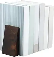 2 Pcs Book Ends Wood Book Shelf Holder with Metal Base Nonskid Bookends Decorative Book Holder Creative Book Stopper Desk Book Ends Bookend Support for Office Home School