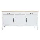 French Provincial Sideboard Buffet Table White with Natural Oak Top