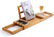 Utoplike Unique Bamboo Bathtub Tray Wooden Bath Caddy Tray with Extending Armssp