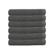 6pc Bambury Commercial Range Cotton Chateau Face Washer Towel Set Charcoal 33cm