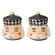 Black & White Harlequin Nutcracker Salt Pepper Shaker Set Mackenzie Childs Style