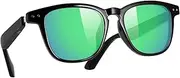 Smart Glasses Bluetooth Audio Music Glasses for Men Women with Speakers,Anti-Blue Light Filter &Polarized Lenses,Charging 13Min,Bluetooth Headphones Glasses Compatible for iPhone Android(Green lens)