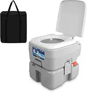 Portable Toilet, Camping Toilet Portable, Indoor/ Outdoor Toilet with CHH Piston Pump & Level Indicator, Large Waste Tank-5.3 Gallon, 100-120 Flushes for RV, Camping, Hiking & Boating