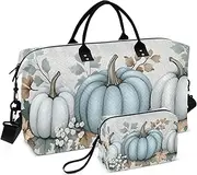 [ZRYSMY] Duffel Bag for Traveling, Blue Pumpkins Halloween Travel Bag Gym Bag, with Multiple Interior Pockets Shoulder Weekender Bag for Women Men with Toiletry Bag 20.5L x 1.9W x 13.8H, Multi-Colored