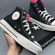 Converse All Star Lift 9.5 Womens Platform Leather High Shoes Black Pink A06864C