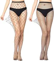 [Kinwers] Fishnet Tights, Black, 3 Style Fishnet Stockings, Tights, High Waist Tights, Thigh High Fishnet Tights, black, 28-34