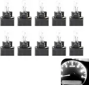 getfay 10 PCS Car T5 Halogen Instrument Light, 12V 1.2W Single-filament Air Conditioning Indicator Light, Car Lighting Brake Light, Plug and Play Non-destructive Installation Bulbs for Cars (White)