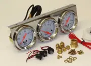 TRIPLE GAUGE CHROME VOLT AMP WATER PRO QUALITY! READ ME EARLY HOLDEN FORD FALCON