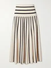 [Zimmermann] Zimmermann - Illuminate Striped Knitted Midi Skirt - Cream - 3 3 Cream