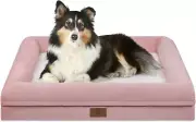 Large Dog Bed, Pink Orthopedic Dog Bed, Waterproof Dog Bed with Removable Cover,