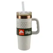 18 oz Insulated Stainless Steel Tumbler with Handle - Beige, Durable & Stylish