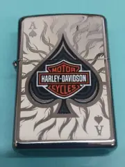 Zippo 28688 Harley-Davidson Logo on Ace of Spades High Polish Chrome