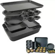 8-Piece Nonstick Aluminized Steel Baking Set Roasting Pan Cake Muffin Pans