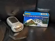 Hand Crank Solar Dynamo Torch Lamp Outdoor Emergency LED Flashlight Silver