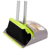 Broom and Dustpan Set, Broom with Dust Pan with Long B Gray Green Broom Set