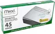 Mead #10 Envelopes, Security, Press-it Seal-it, 4-1/8" X 9-1/2", White, 45 Per Box (75026)
